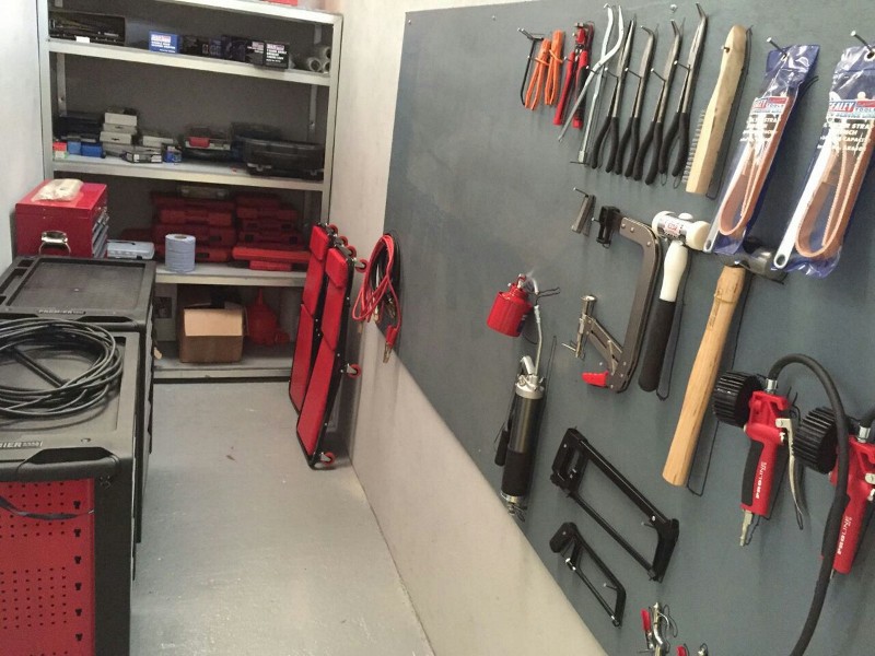 Guinea: Tools layout in the workshop